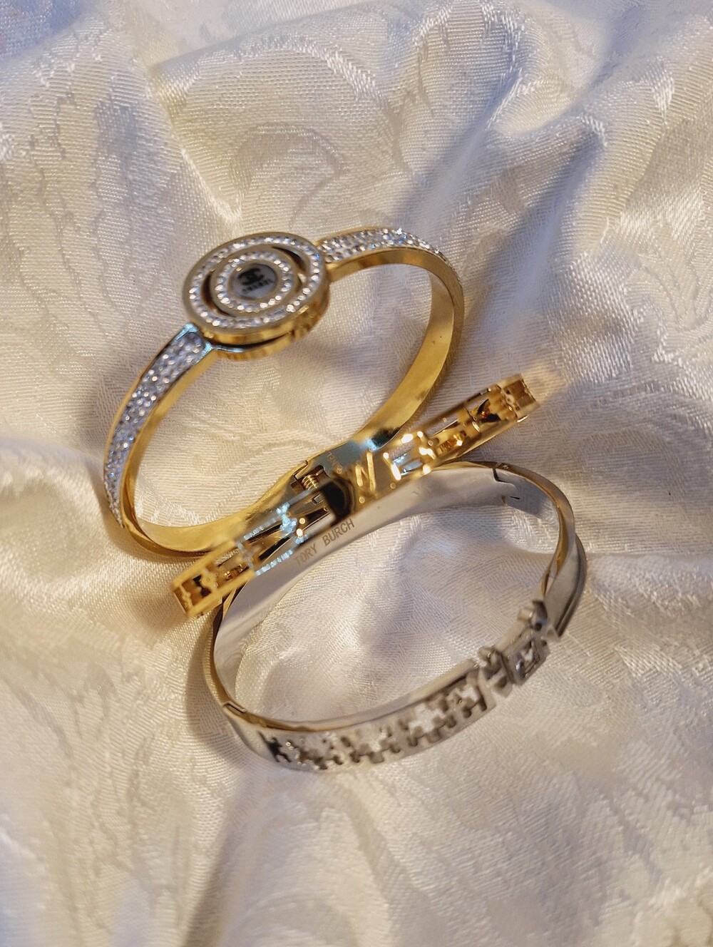 LOGO SILVER GOLD BANGLE SET (3) - NEW